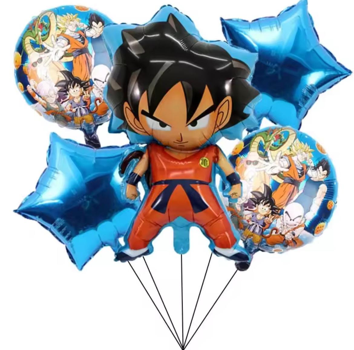 Hero Balloon Set β 5pcs Foil Balloons for Birthday Party Decorations β Blue Star & Super Dragon Warrior Design