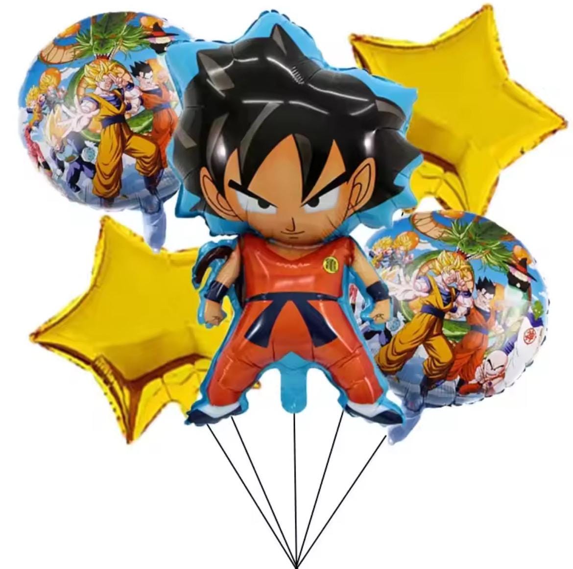 Hero Balloon Set – 5pcs Foil Balloons for Birthday Party Decorations – Blue Star & Super Dragon Warrior Design