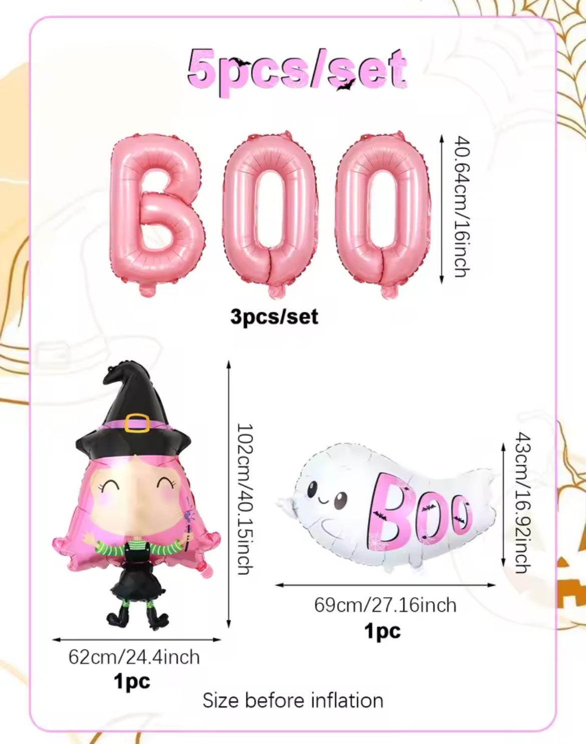 Halloween Pink Party Decorations Set β BOO Balloons, Witch & Ghost Foil Balloons, Table Decor, Cute Spooky Theme for Girls