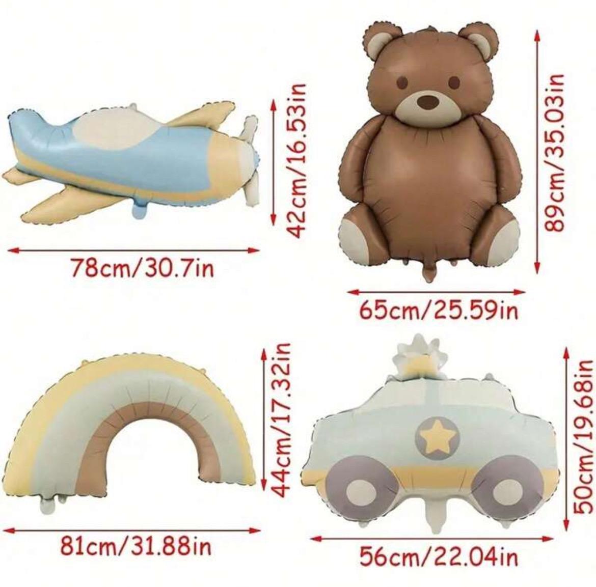 Adorable Baby Shower Decorations Bear Plane Car and Raindbow Nude Colora Balloons