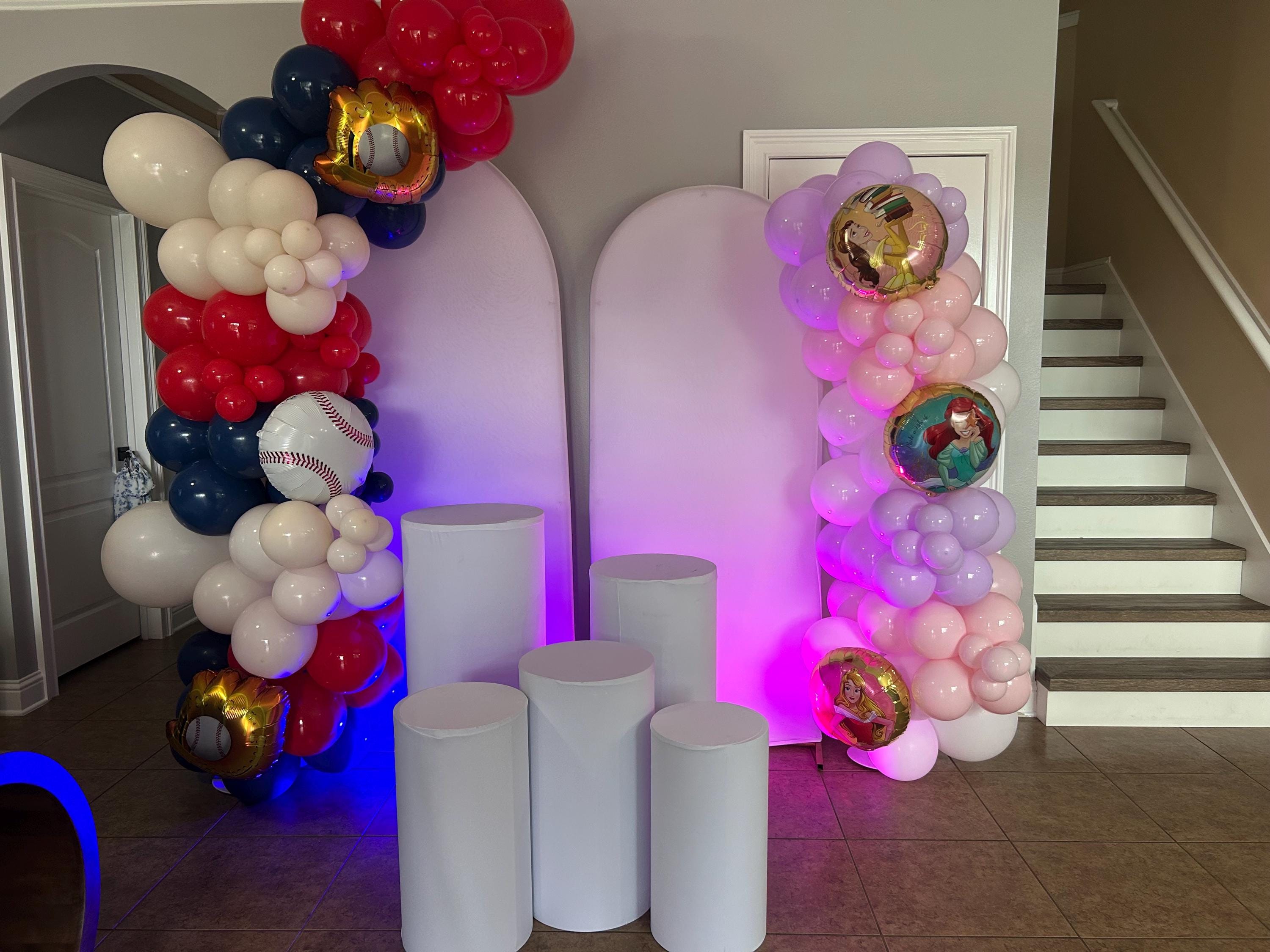 Baseball Balloon Arch Kit β Red, Navy & Cream Organic Garland | DIY Sports Party Decoration Around 8 feets tall