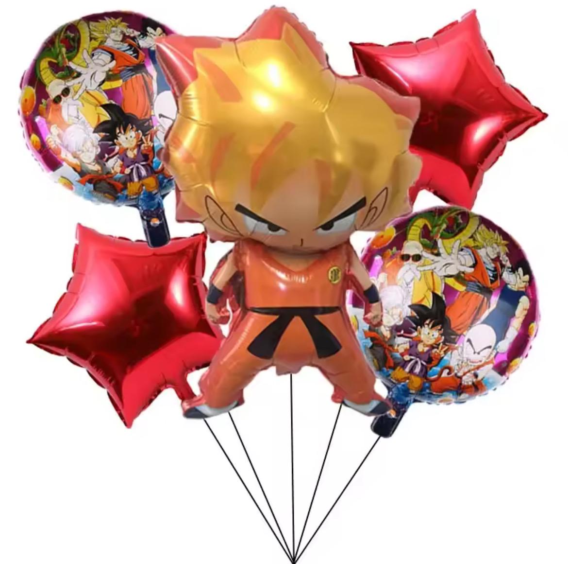 Hero Balloon Set β 5pcs Foil Balloons for Birthday Party Decorations β Blue Star & Super Dragon Warrior Design