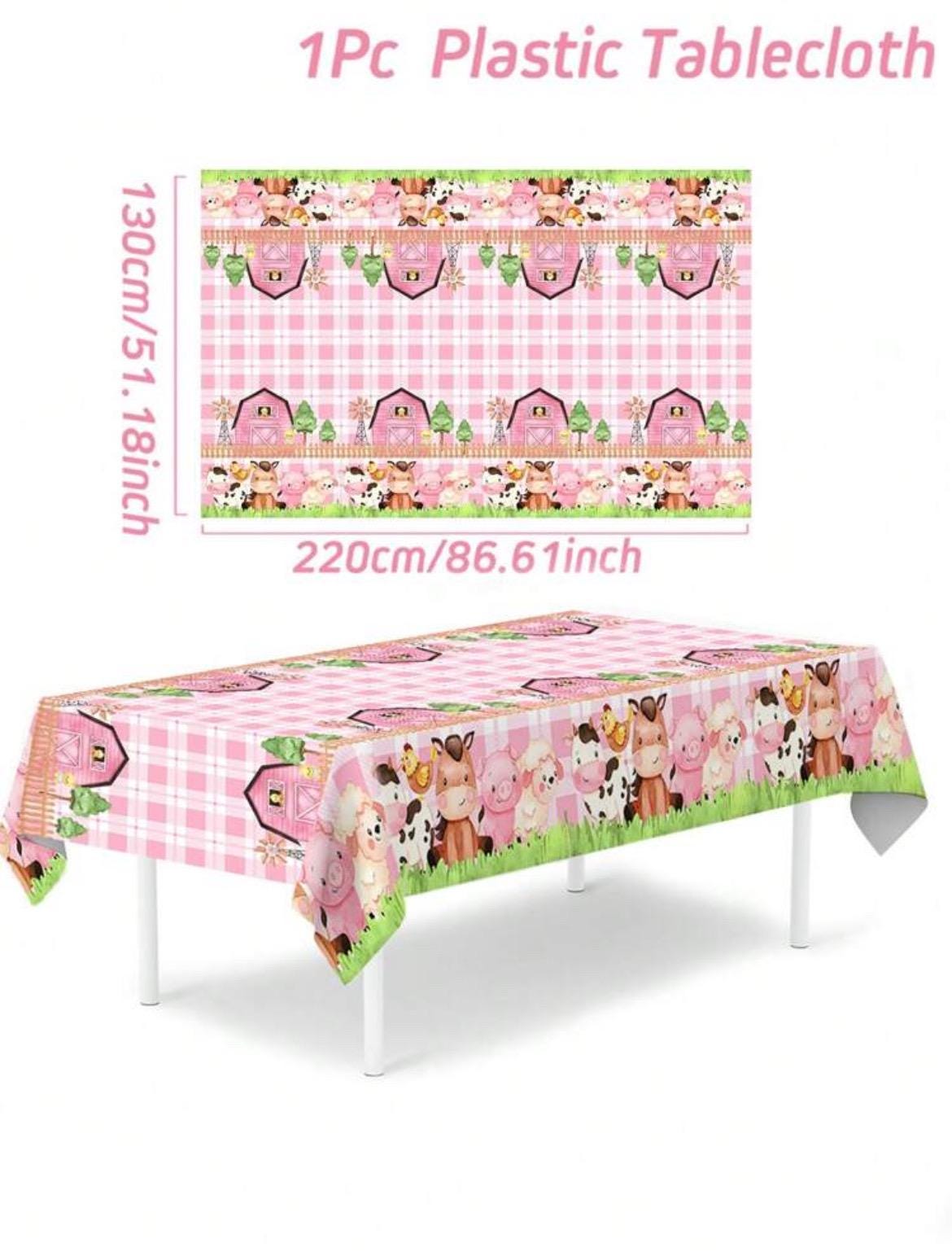 Pink & Red Farm Party Supplies - Arch Backdrop, Tablecloths Banner