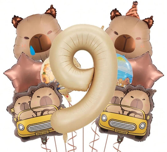 Balloon Set  Cute Animal Foil Balloons – Kawaii Birthday Party Decor Supplies Capybara