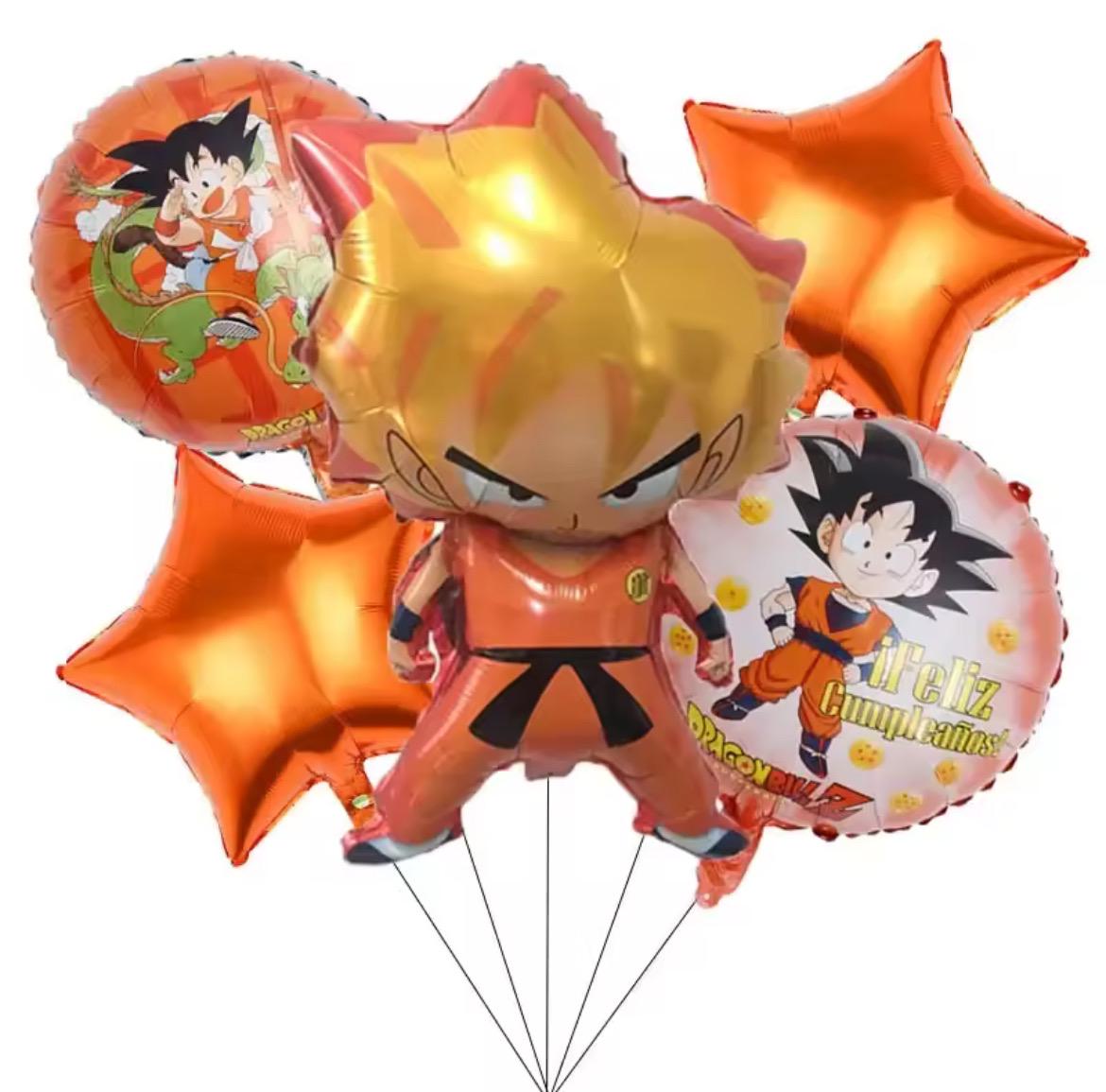 Hero Balloon Set – 5pcs Foil Balloons for Birthday Party Decorations – Blue Star & Super Dragon Warrior Design