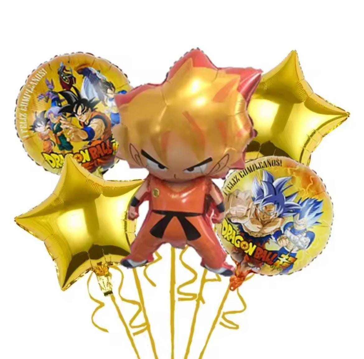 Hero Balloon Set – 5pcs Foil Balloons for Birthday Party Decorations – Blue Star & Super Dragon Warrior Design