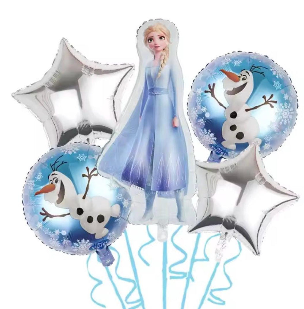 Girl  Birthday Team Foil Balloon Set – Elsa & Snowman Theme