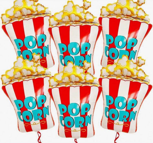 Set of Popcorn Foil Balloons – Movie Night Party Decor | Cinema Theme Balloons
