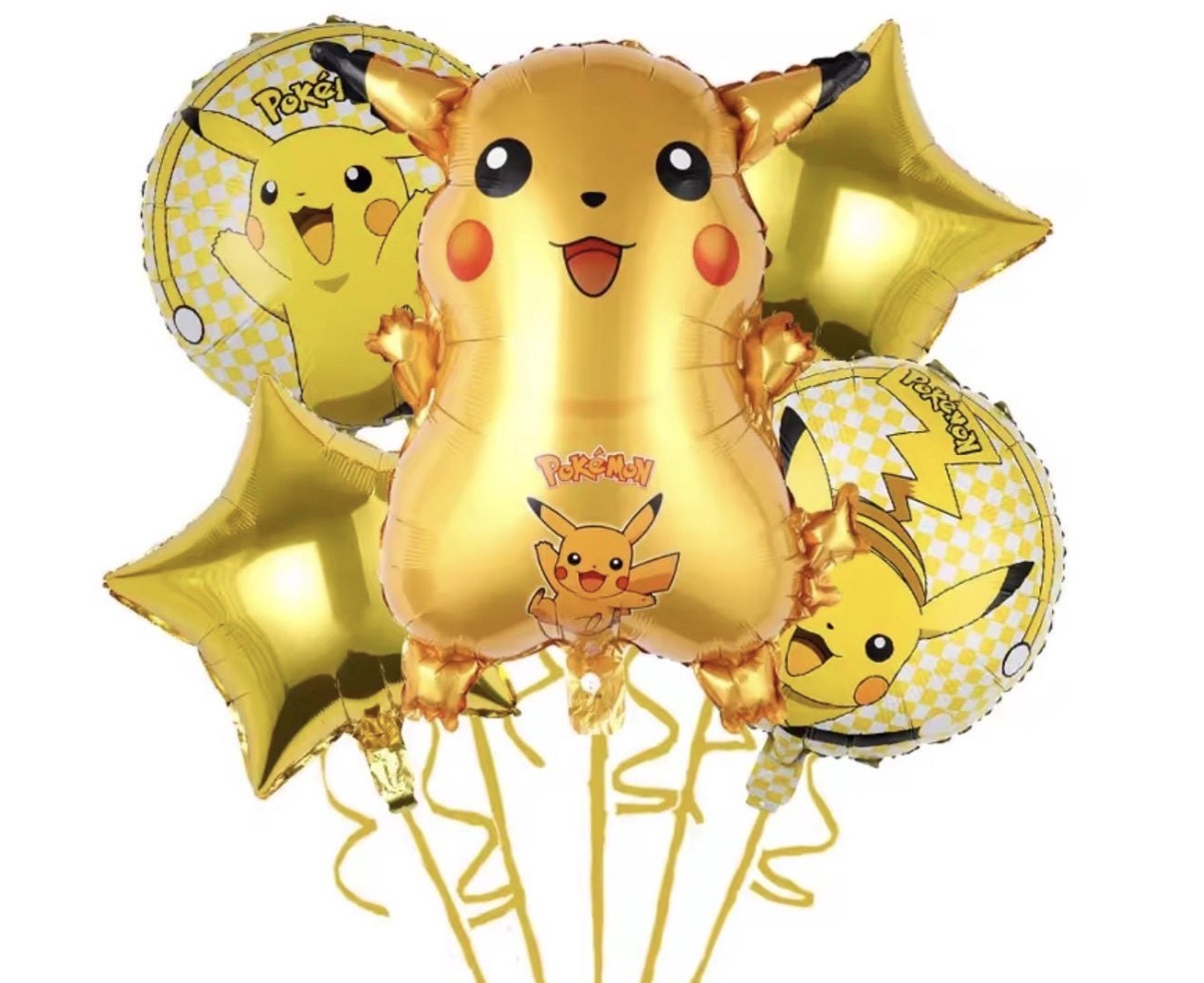 Yellow Electric Cartoon Balloon set Gold Star 5 Piece Set Boy Birthday Party