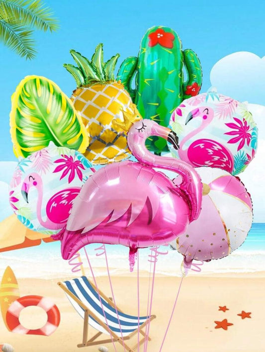 Luau Pool Party, Cactus,  Beach Birthday Decor  Tropical Foil Balloon Aliminum