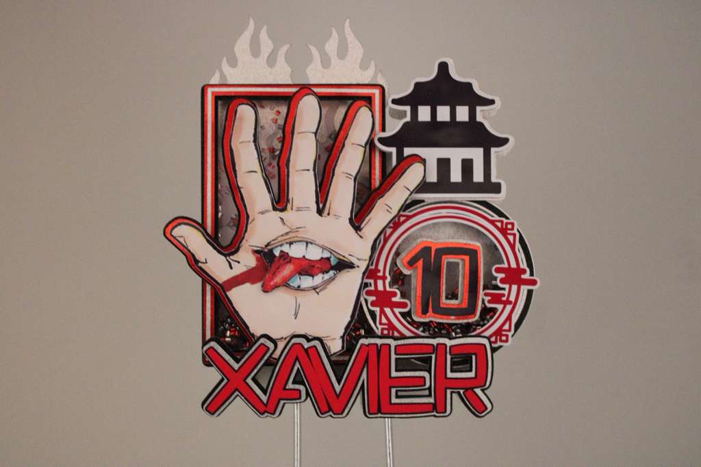 Personalized Jujutsu Kaisen Anime Cake Topper | Custom Name & Age | Red & Black Birthday Decor