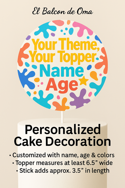 Custom Theme Shaker Cake Topper – Personalized with Name, Age & Colors Your Party, Your Design – Custom Theme Cake Topper