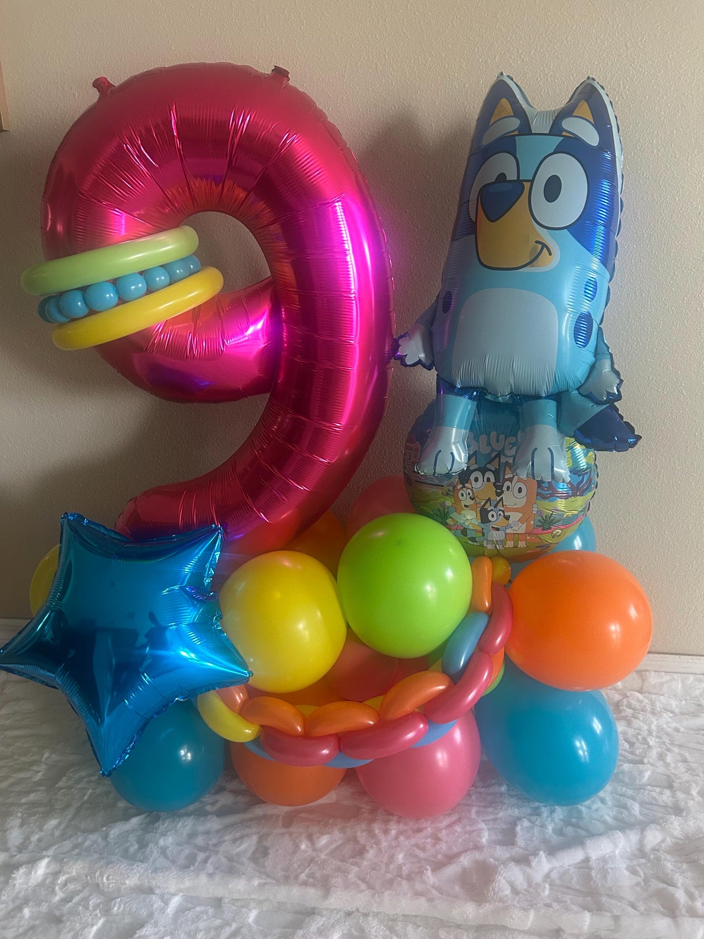 Blue y orange Foil Balloon Set – 5pcs | Blue y Birthday Party Balloons | Cartoon Dog Character Balloon Set | Kids Party Decor