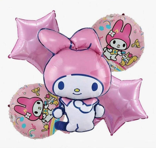Adorable Pink Bunny Balloon Set 5pcs