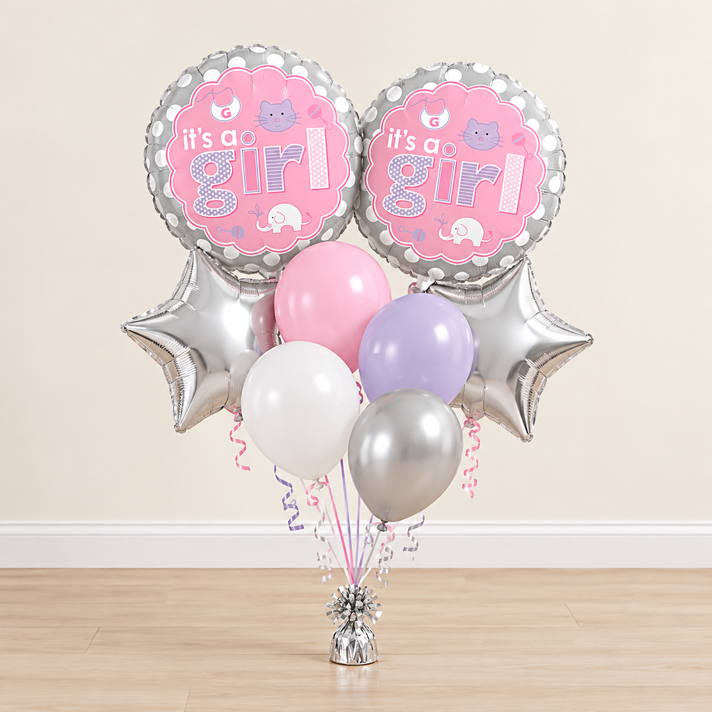 Its a Girl Pink Baby Icons Balloon Bouquet
