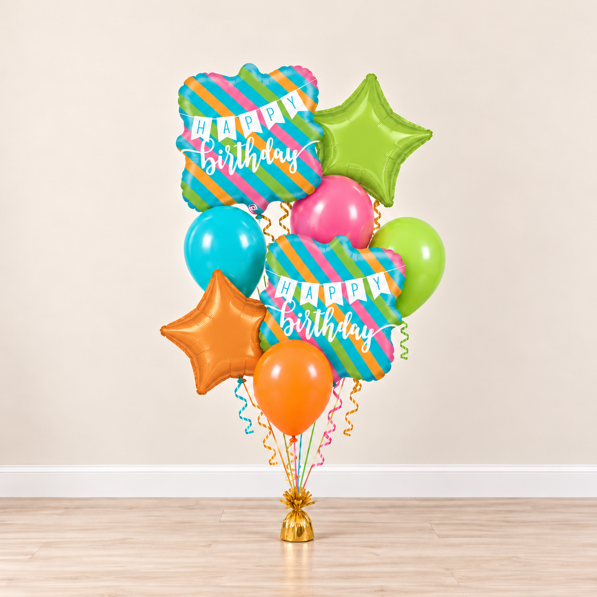 Colorful Birthday Banner Balloon Bouquet