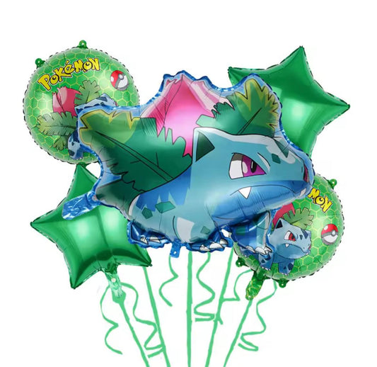 Boy Birthday Party 5 piece Kit | Kids Birthday Balloons | Foil Balloons for Theme Balloon Bouquet - Ivysaur Theme