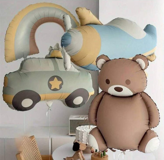 Adorable Baby Shower Decorations Bear Plane Car and Raindbow Nude Colora Balloons