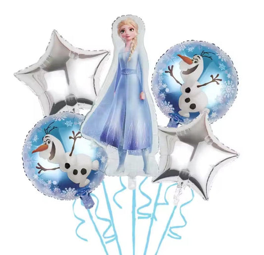 Girl  Birthday Team Foil Balloon Set – Elsa & Snowman Theme