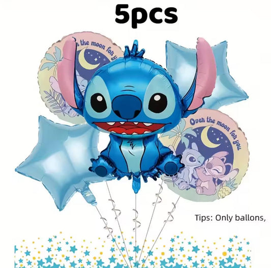 Blue Plush & Angel Balloon Set – 5-Piece Foil Balloon Bundle  Li lo Party Decorations