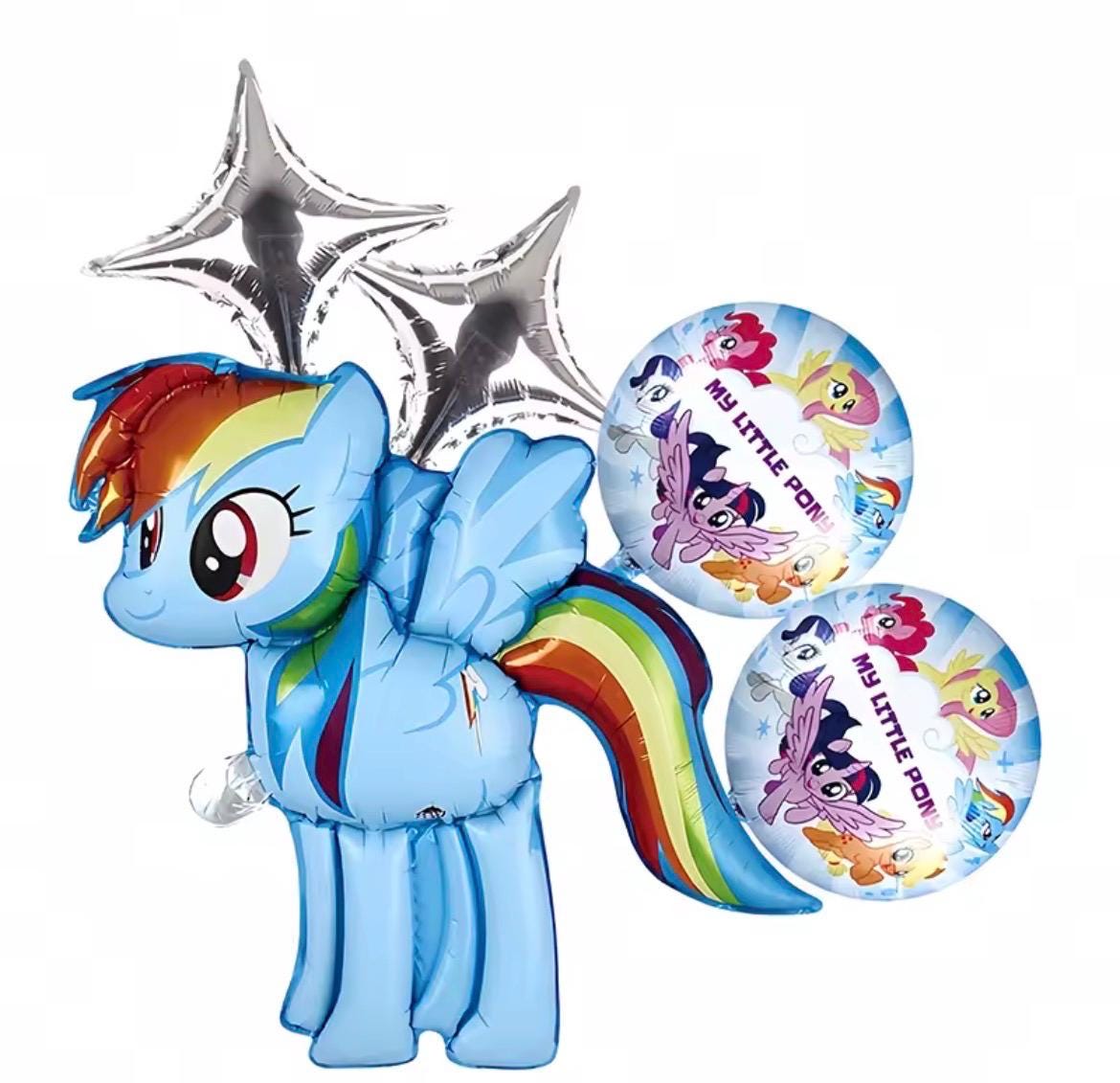 Rainbow little Pony Balloon Set | Pony Inspired Birthday Decorations | Foil Balloons Party Decor | Kids Birthday Balloons