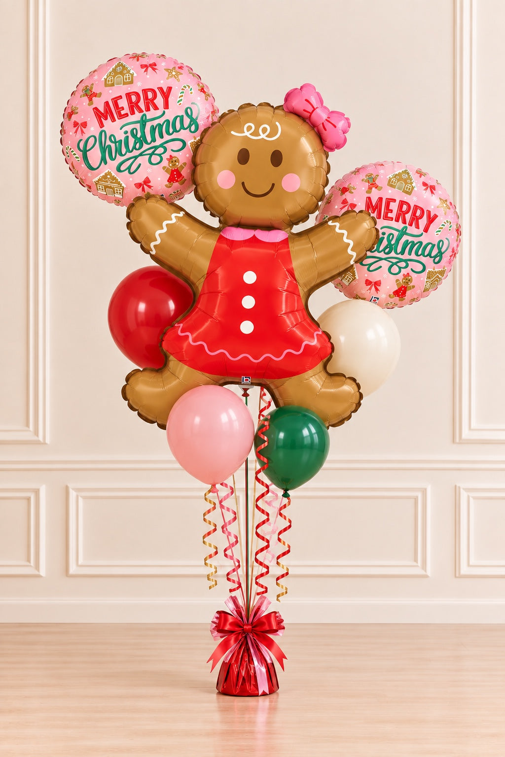 Gingerbread Girl Christmas Balloon Bouquet
