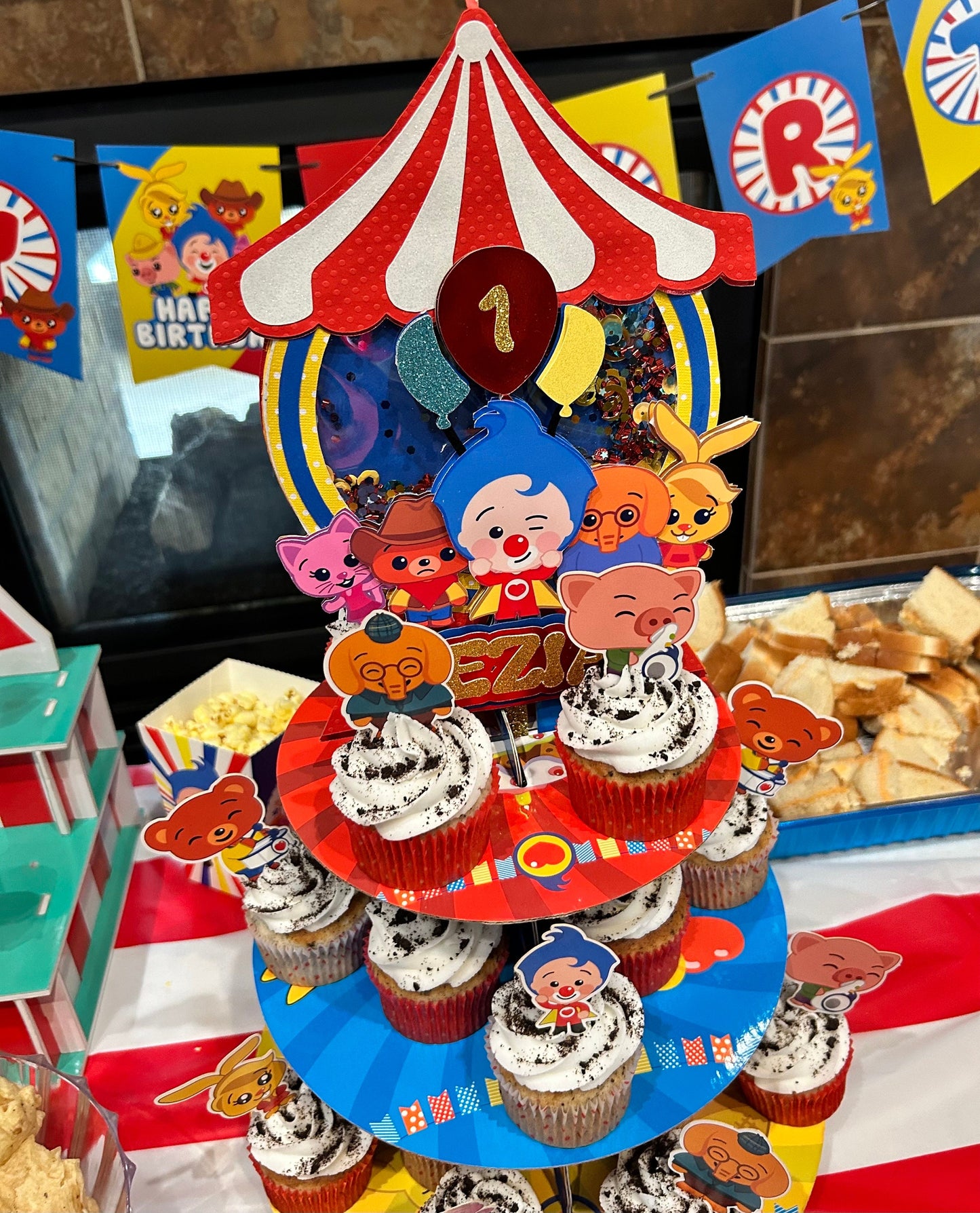 Kids Clown Cake Topper Circus Clown Birthday Party Customized Decoration First Year Baby
