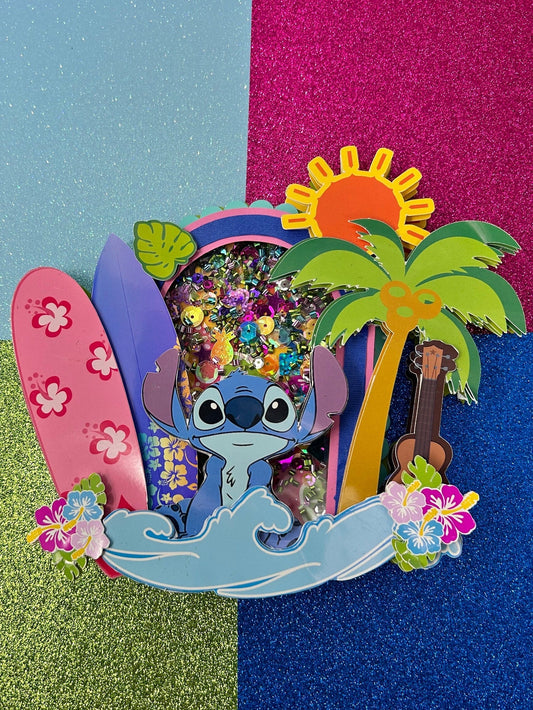 Blue Cartoon Cake Topper Birthday Party Aloha Palms Sun Beach Summer Pool
