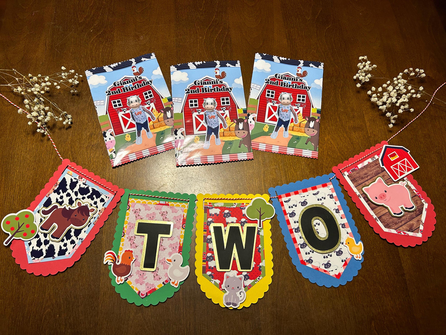 Farm Birthday Banner Chair Banner Second Birthday Party Happy Birthday Decoration