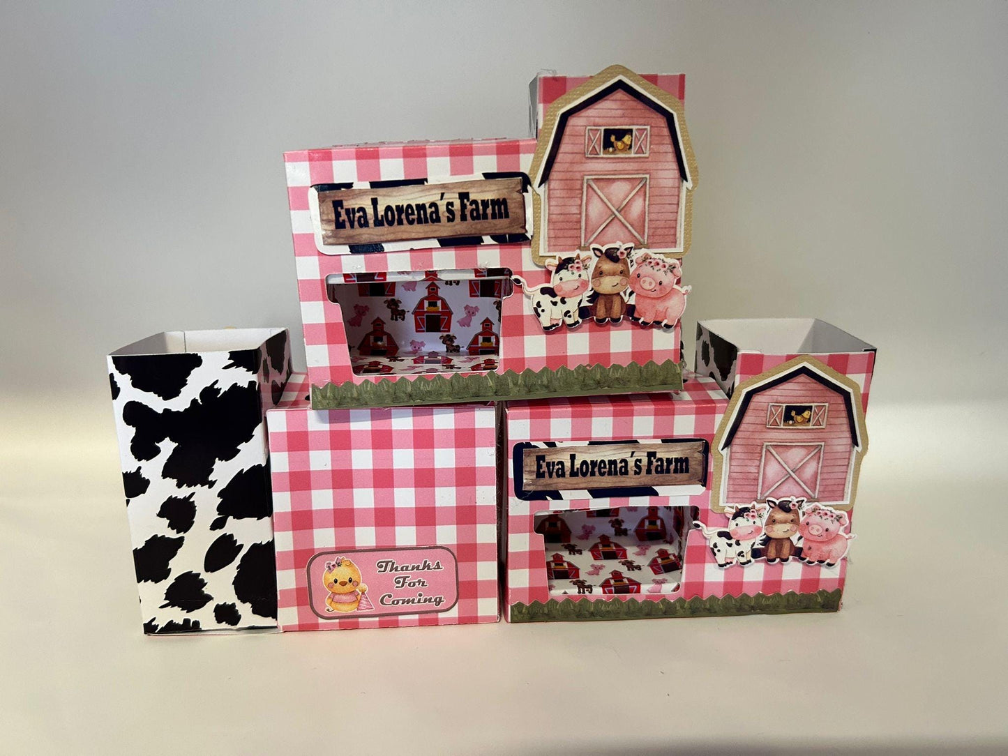 Pink Farm personalized Activy Box Play-doh Party Favor With Coloring Paper and Crayons