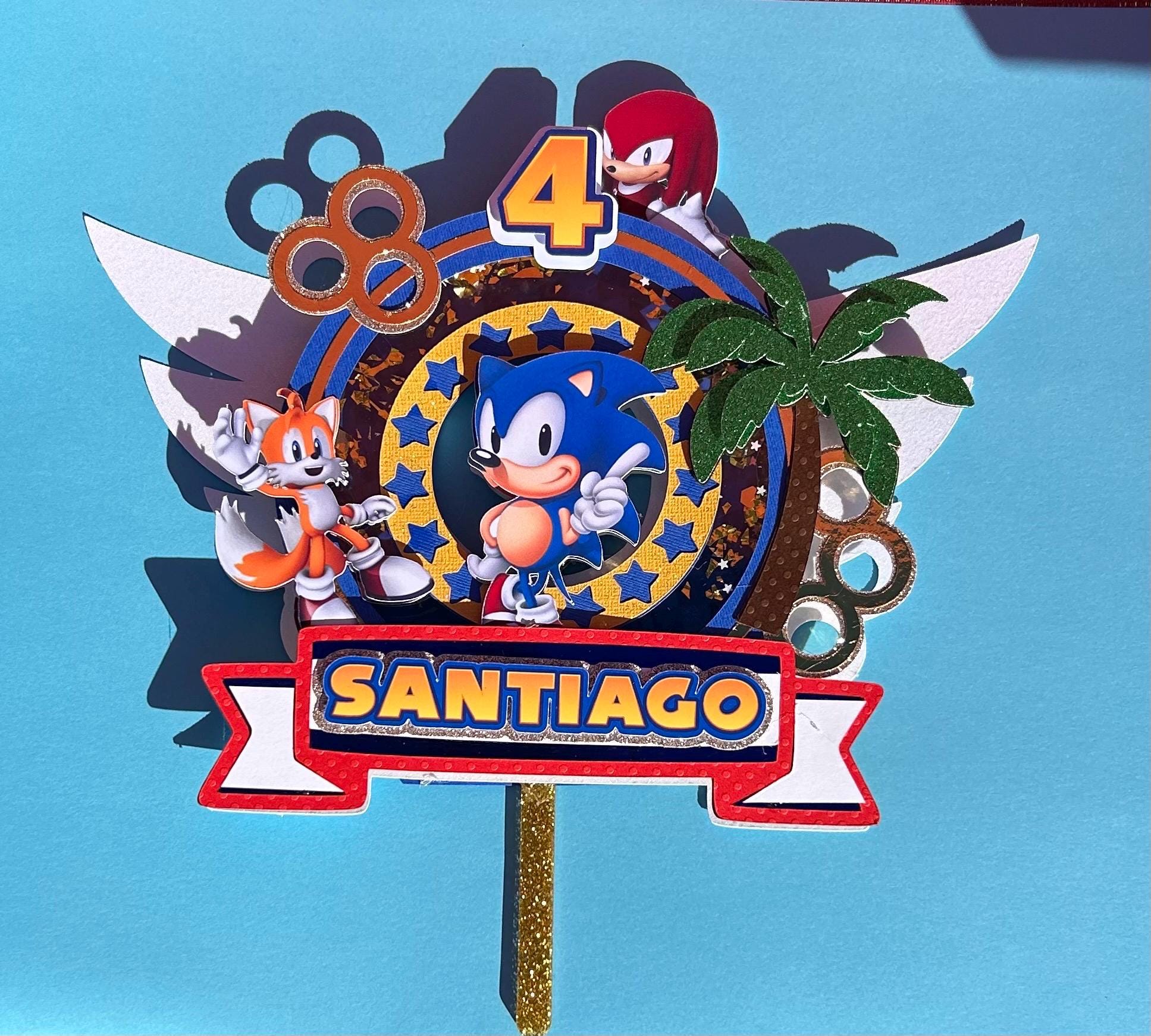 Blue Fast Hedgehog 3D Layered Cake Decoration Hero