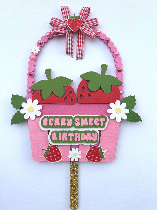Strawberry First Birthday Cake Topper One