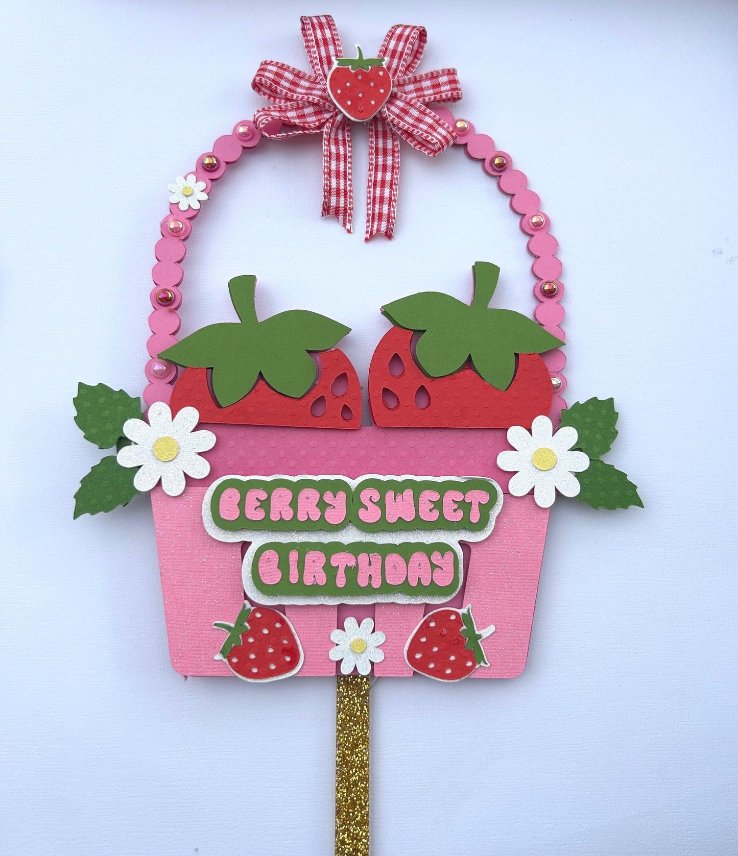 Strawberry First Birthday Cake Topper One