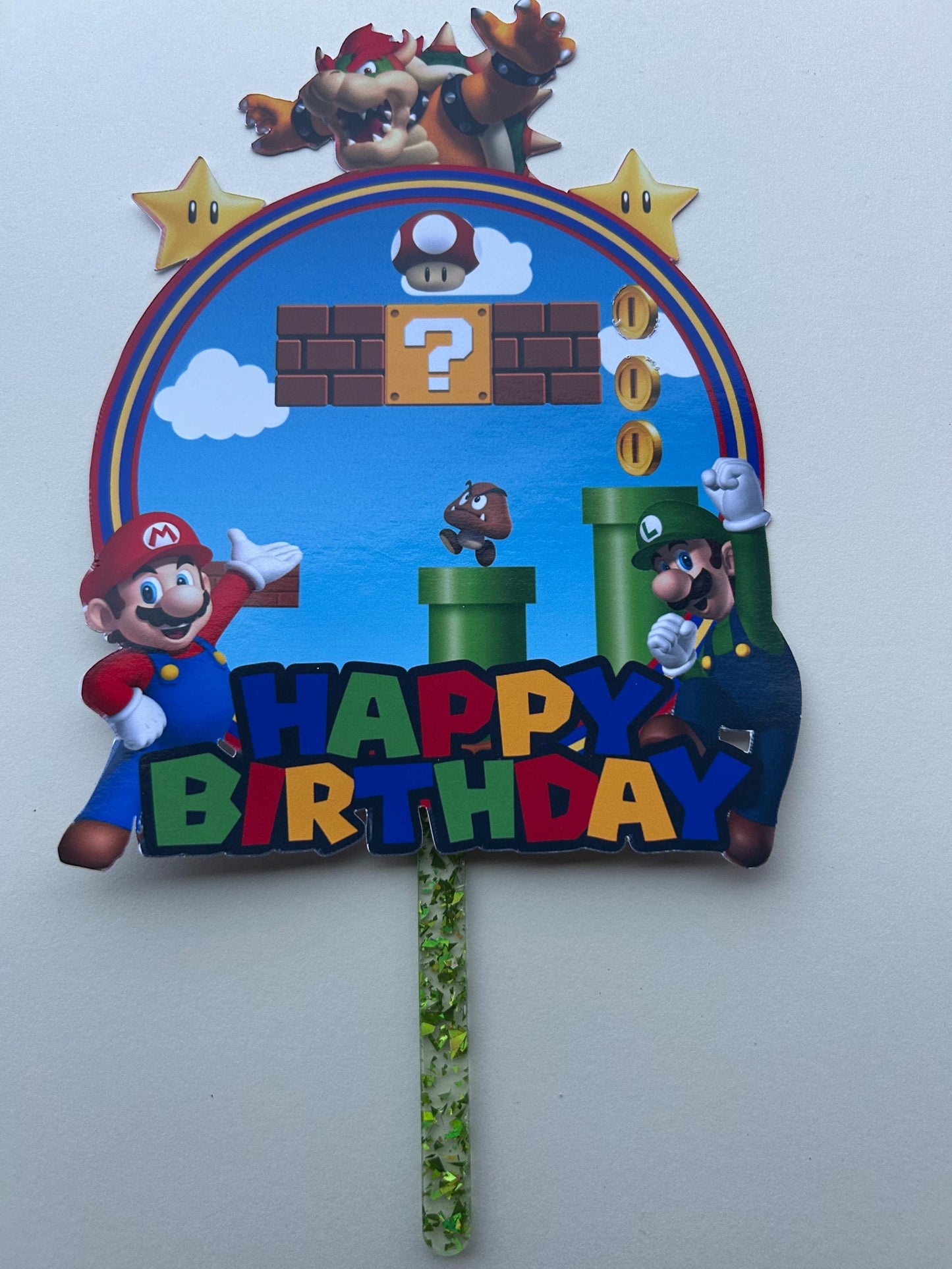 Mari o Luig i Gamer Birthday Digital Cake Topper - Print at Home