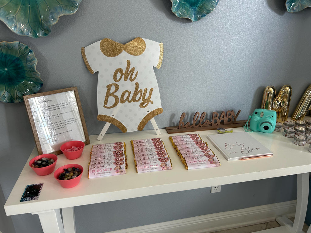 We Can Bearly Wait Personalized Chocolate Bars Girl Baby Shower Souvenir