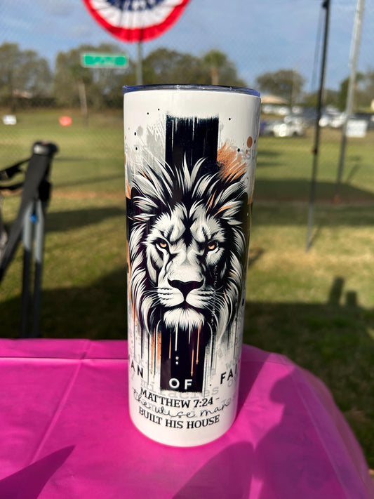 Man of God Personalized Tumbler Cup Matthew 7:24 Christian Message