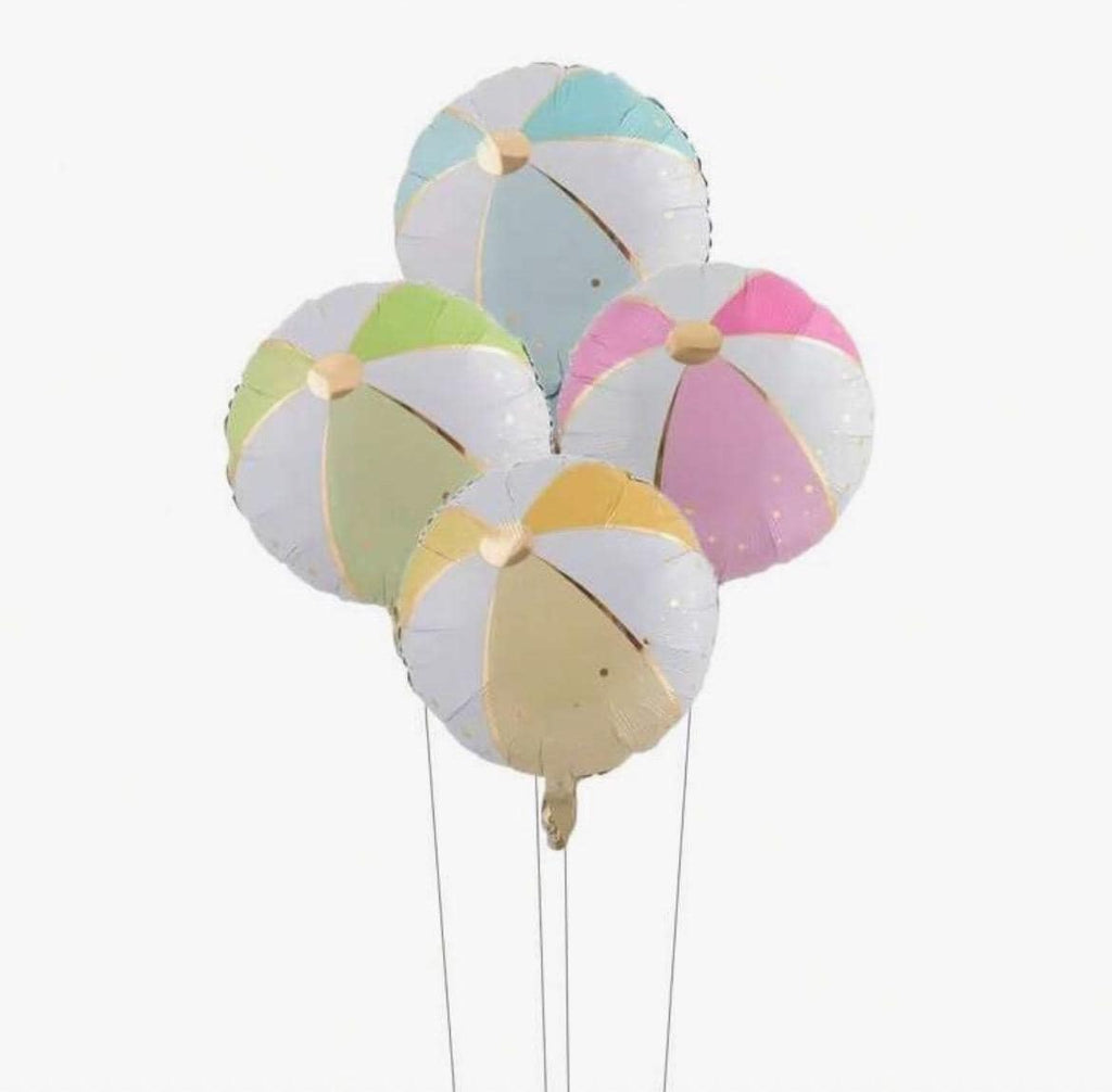 Pastel Beach Ball Balloons | Summer Pool Party Decorations, Set of 4