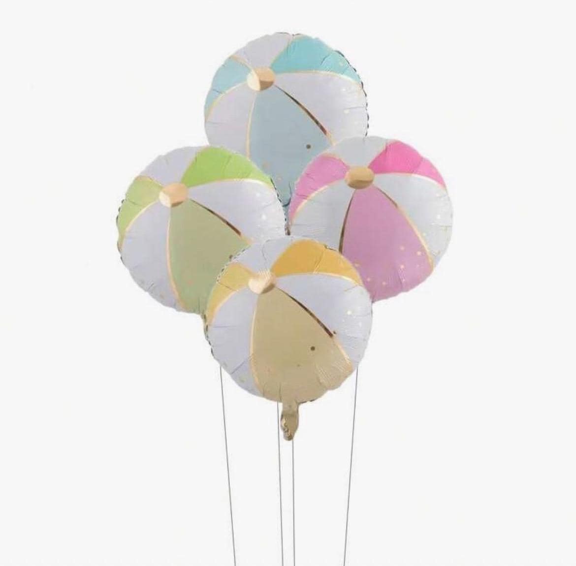 Pastel Beach Ball Balloons | Summer Pool Party Decorations, Set of 4