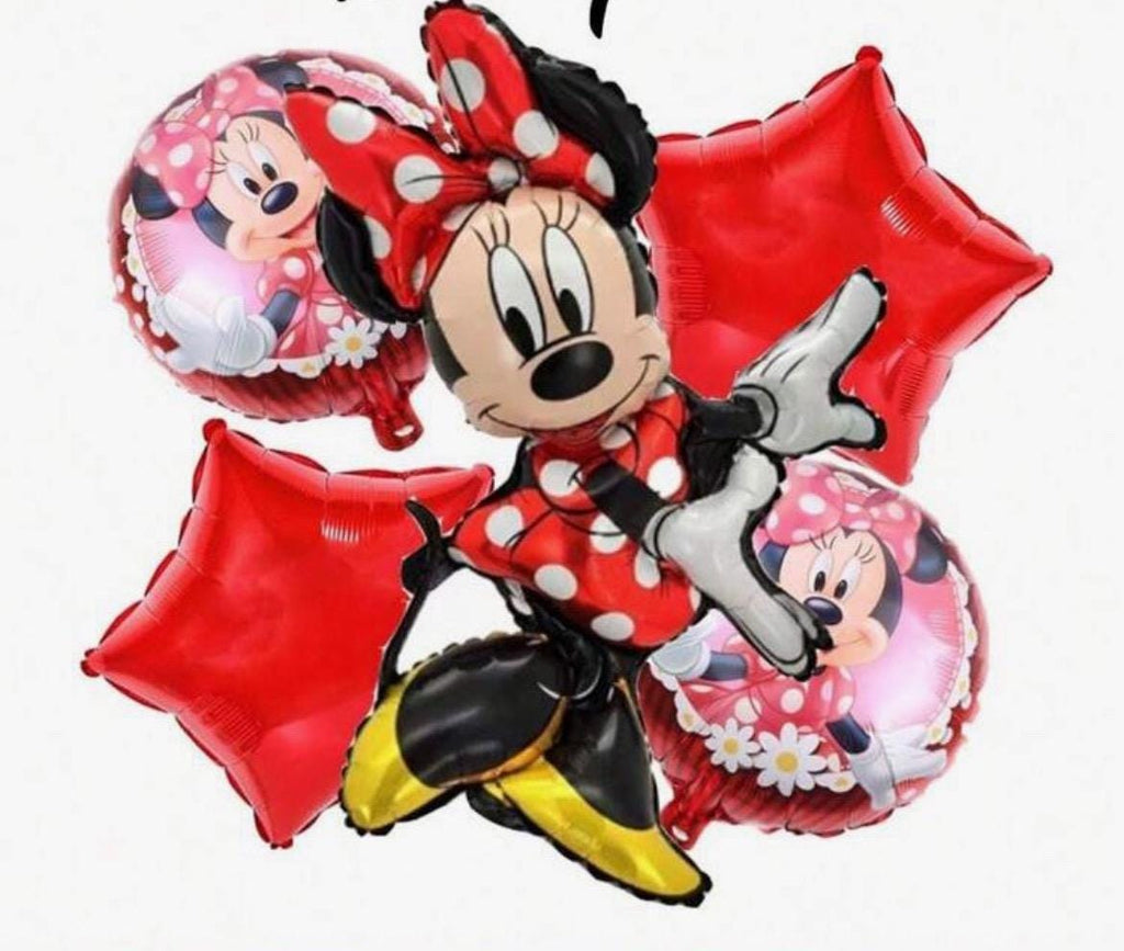 Red with dots Minnie Mouse Balloon Set – 5-Piece Red Foil Balloons  Birthday Party Decor