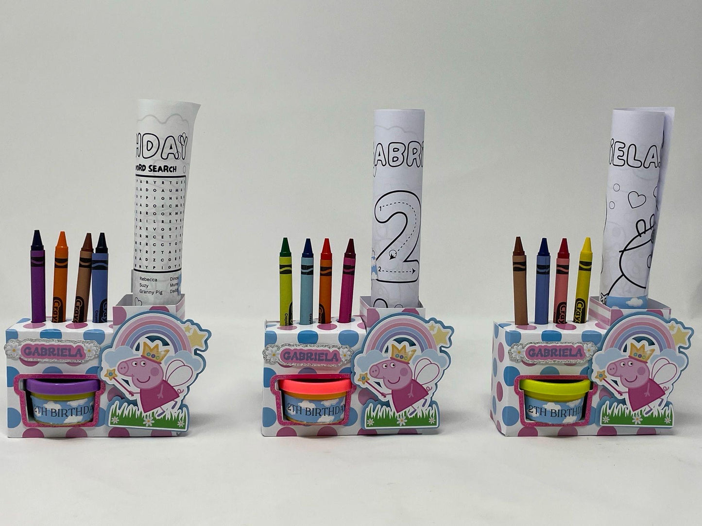 Personalized Activy Box Play-doh Party Favor With Coloring Paper and Crayons Peppa Pig