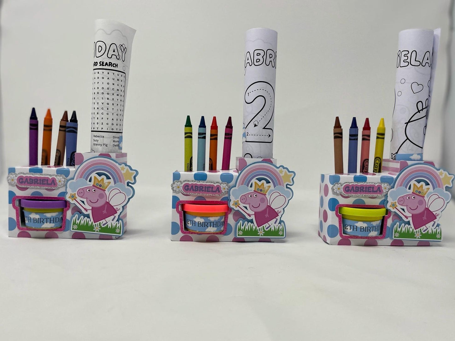 Personalized Activy Box Play-doh Party Favor With Coloring Paper and Crayons Peppa Pig