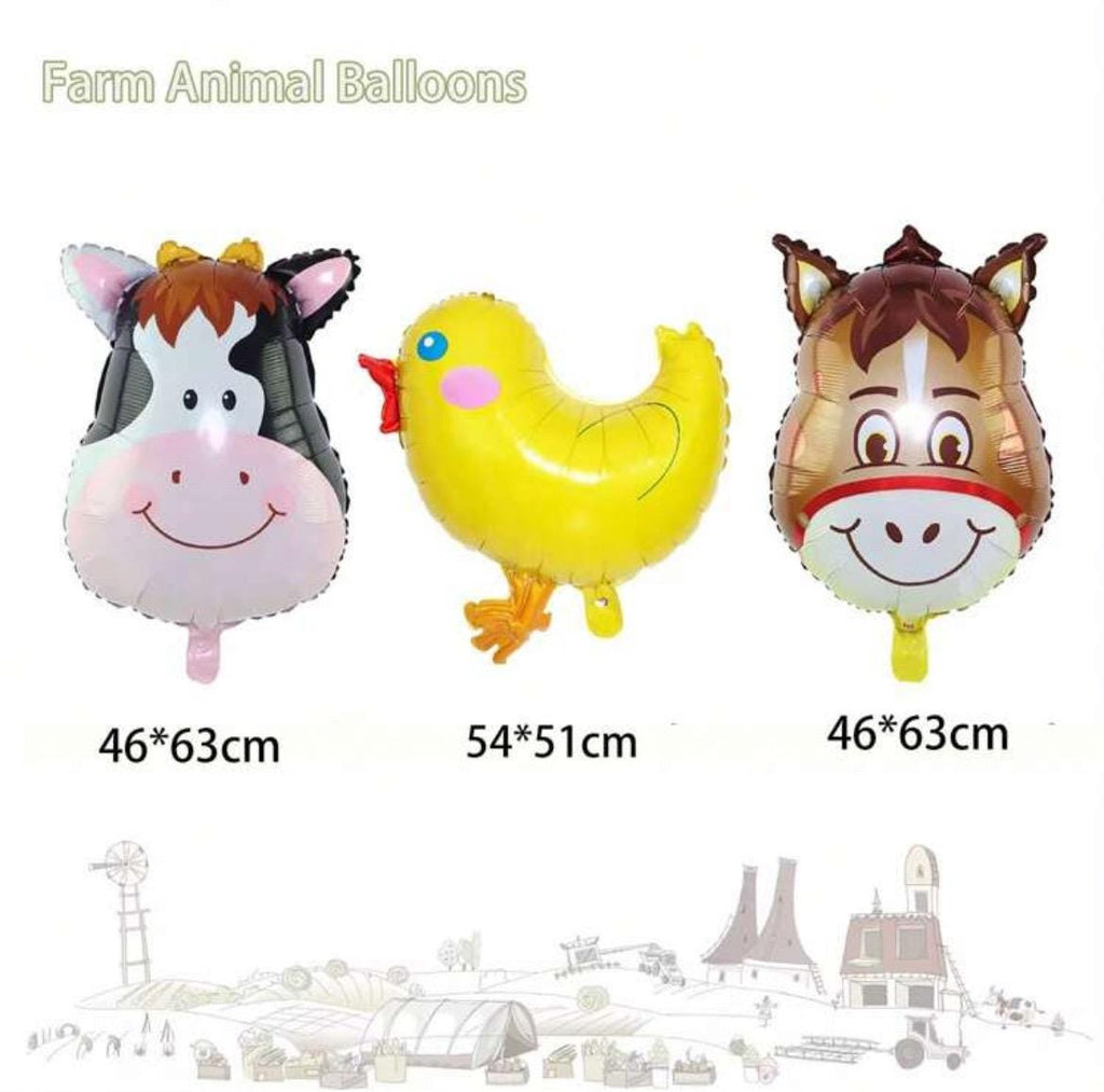Farm Animal Foil Balloons: Barnyard Birthday Party Decor, Set of 5