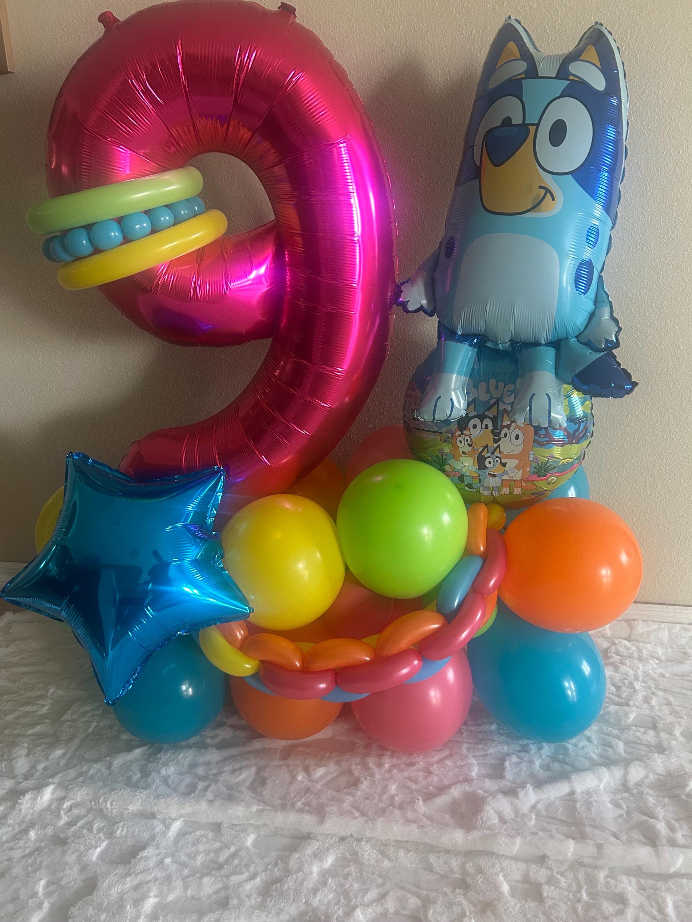 Bluey Birthday Balloons: Foil Dog Character Party Decor - 5pcs