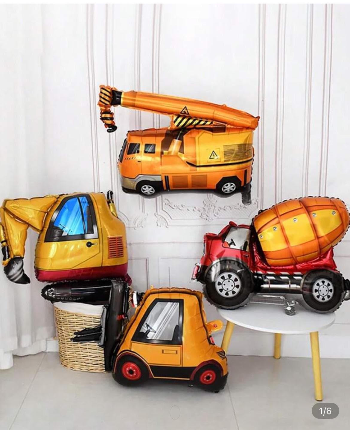 Construction Vehicle Balloon Set – 4 Large Foil Balloons
