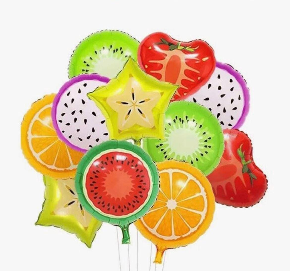 10pcs Fruit-Shaped Foil Balloons – Colorful Tropical Party Decor (18”) Summer Watermelon Fruit Lemonade party