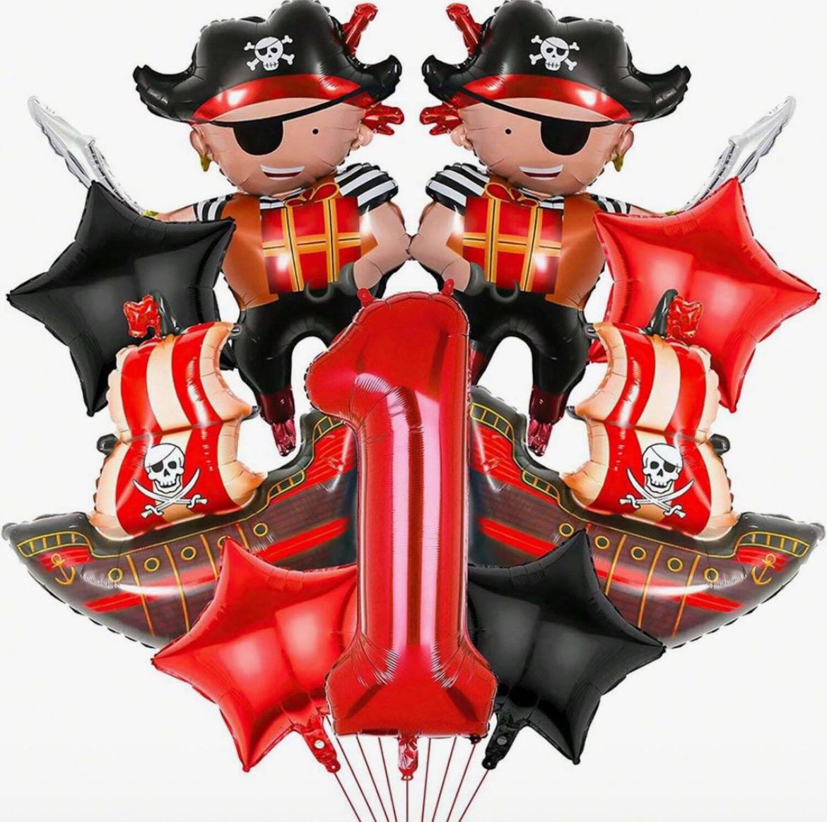 Ahoy Matey! Pirate Balloon Set - Birthday Decoration with Number 7