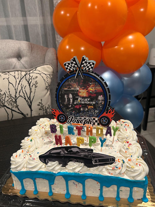 Racing Car Birthday Party Cake Topper Set – Personalized Birthday Decoration