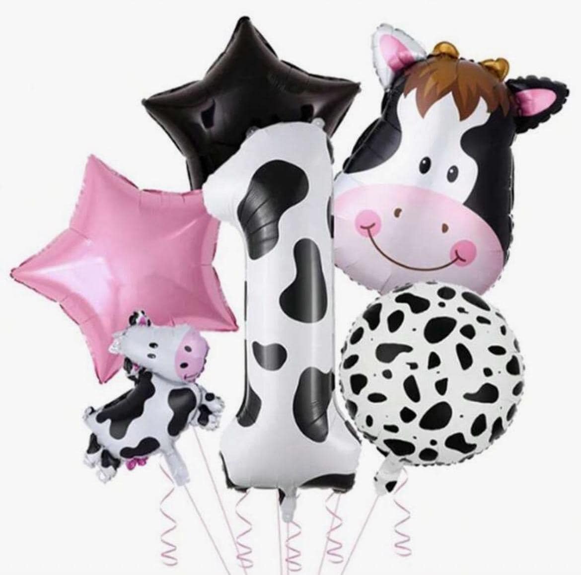 Cow  Balloon Set – 6 Piece Party Decoration Kit | Kids Birthday Balloons | Foil Balloons for Theme Decoration First Birthday