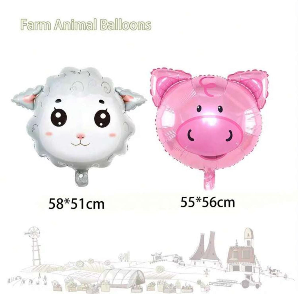 Farm Animal Foil Balloons: Barnyard Birthday Party Decor, Set of 5