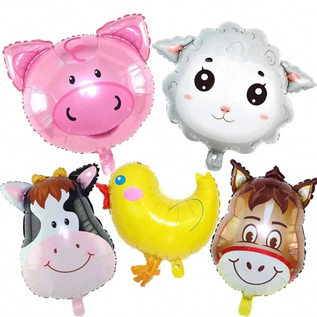 Farm Animal Foil Balloons: Barnyard Birthday Party Decor, Set of 5